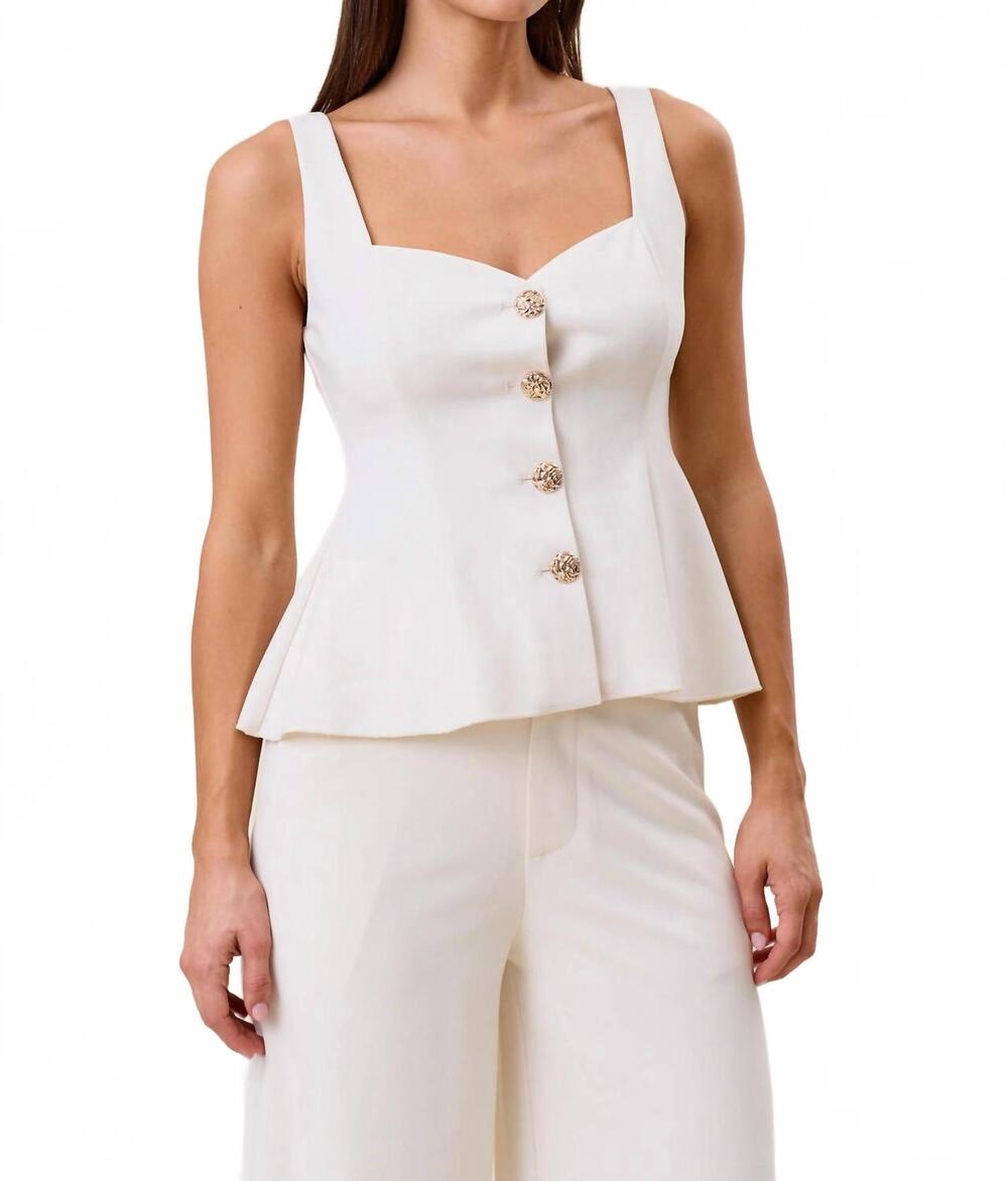NEW ABLE heart neck flare top in cream